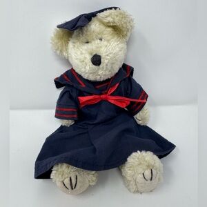 Vintage Boyds Bear, Buffington Fitzbruin, White Bear, 11”, Navy Blue‎ Dress, Bow
